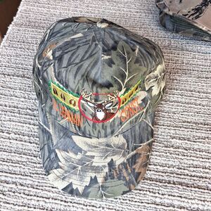 VINTAGE CAMO SNAPBACK HAT DEER BUCK HUNTING AL LEHMAN CONST TRUCKER CAP REALTREE
